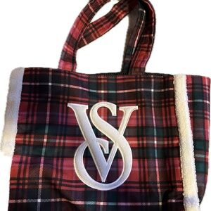 Victoria's Secret Christmas Tote Bag Limited Edition Plaid Holiday NWT